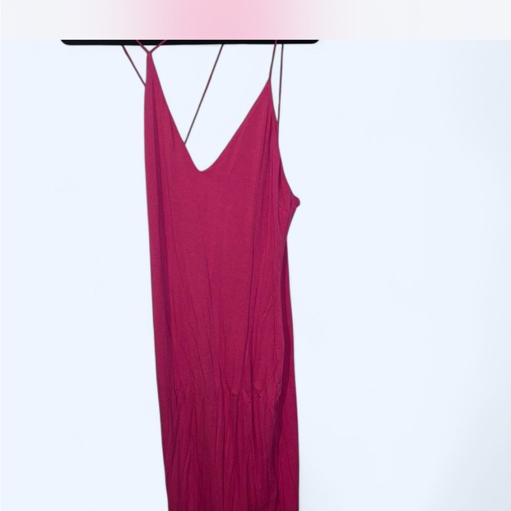 Elegant Magenta Spaghetti Strap Dress